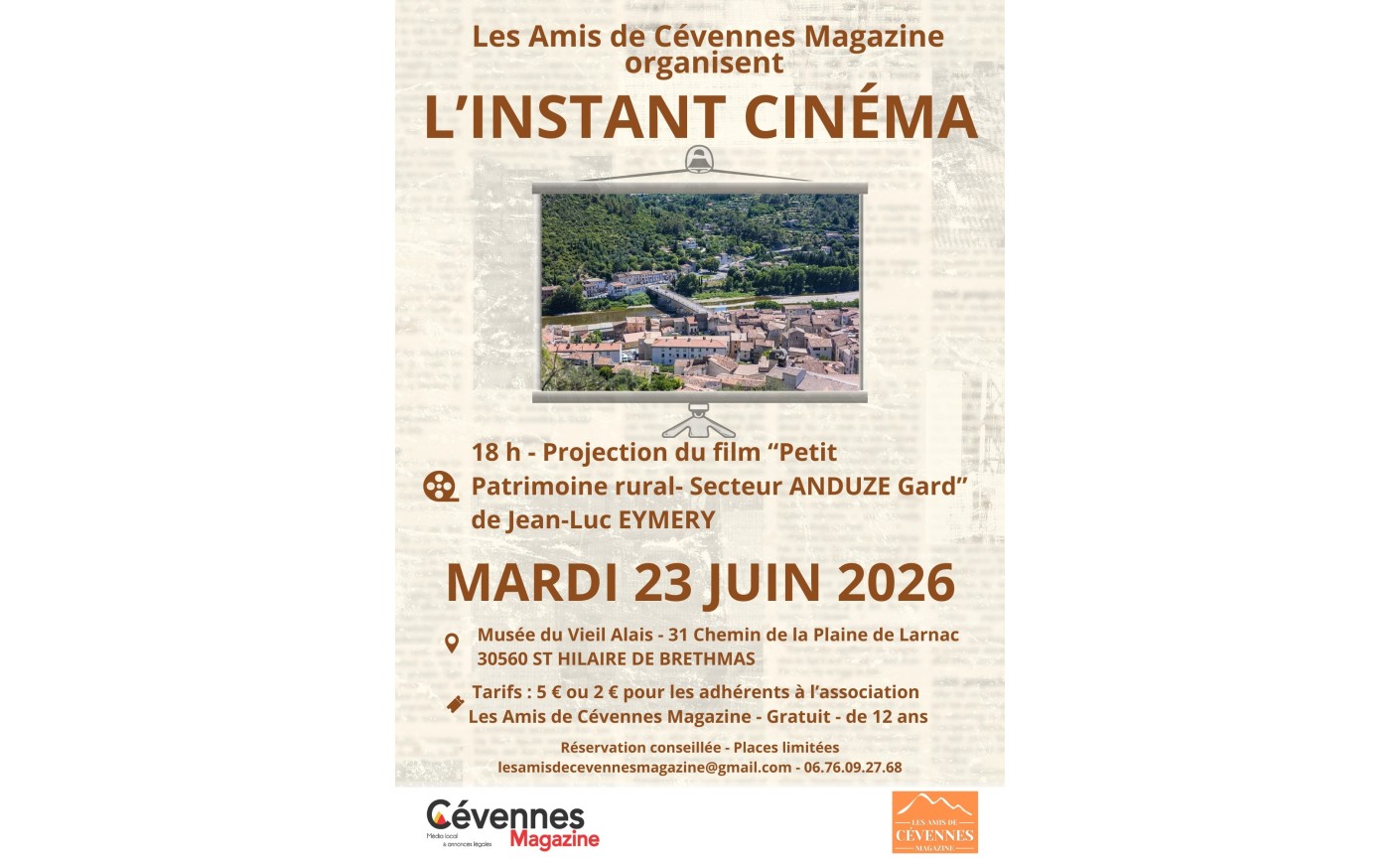 Projection du film "Petit patrimoine rural - Secteur d'Anduze Gard" - Merci 23 juin