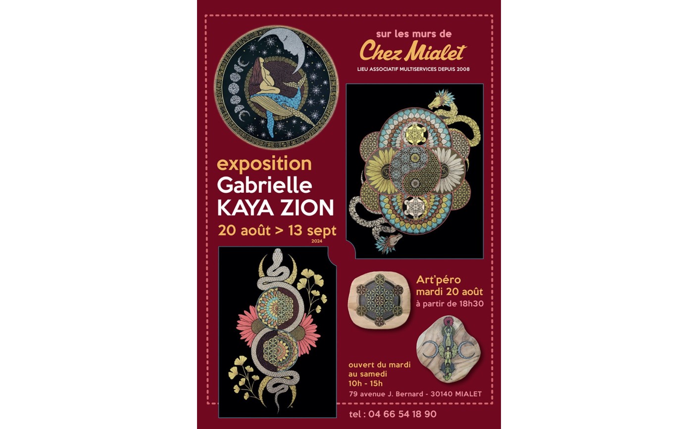 Exposition de Gabrielle KAYA ZION du 20 août au 13 septembre à "Chez Mialet à MIALET