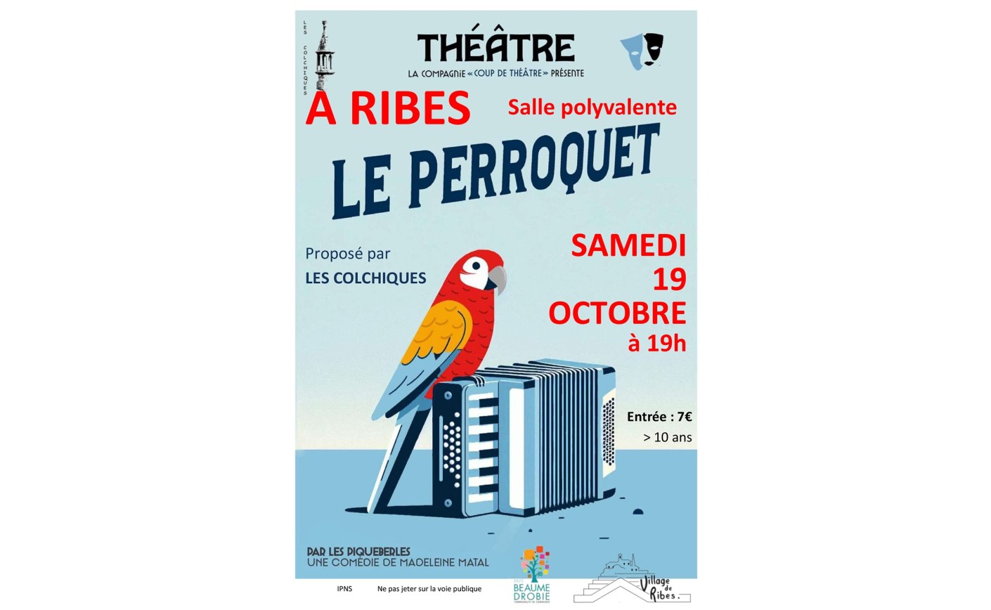 THÉÂTRE le 19 OCTOBRE à RIBES