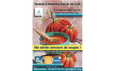 La 18ème SOIRÉE CONCOURS DE SOUPES ! à SAINT-CHRISTOL LES ALES le 15/11/2024