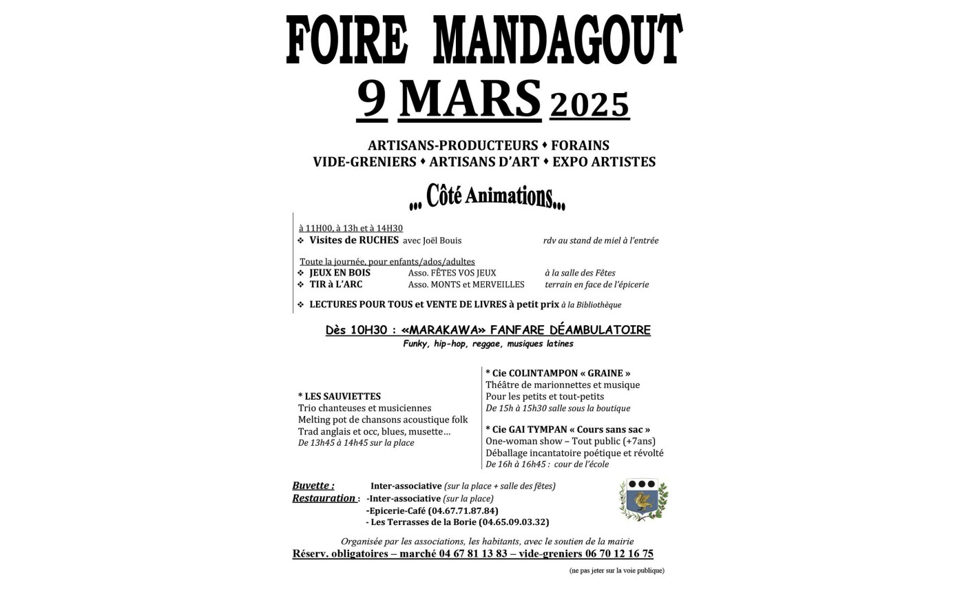 GRANDE FOIRE DE MANDAGOUT - Dimanche 9 mars 2025