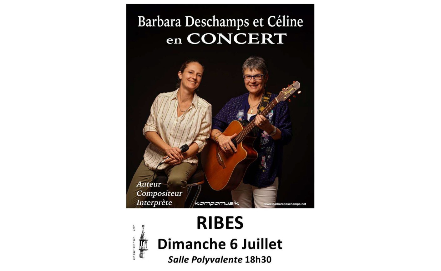 Concert barbara DESCHAMPS et CELINE à RIBES le dimanche 6 juillet