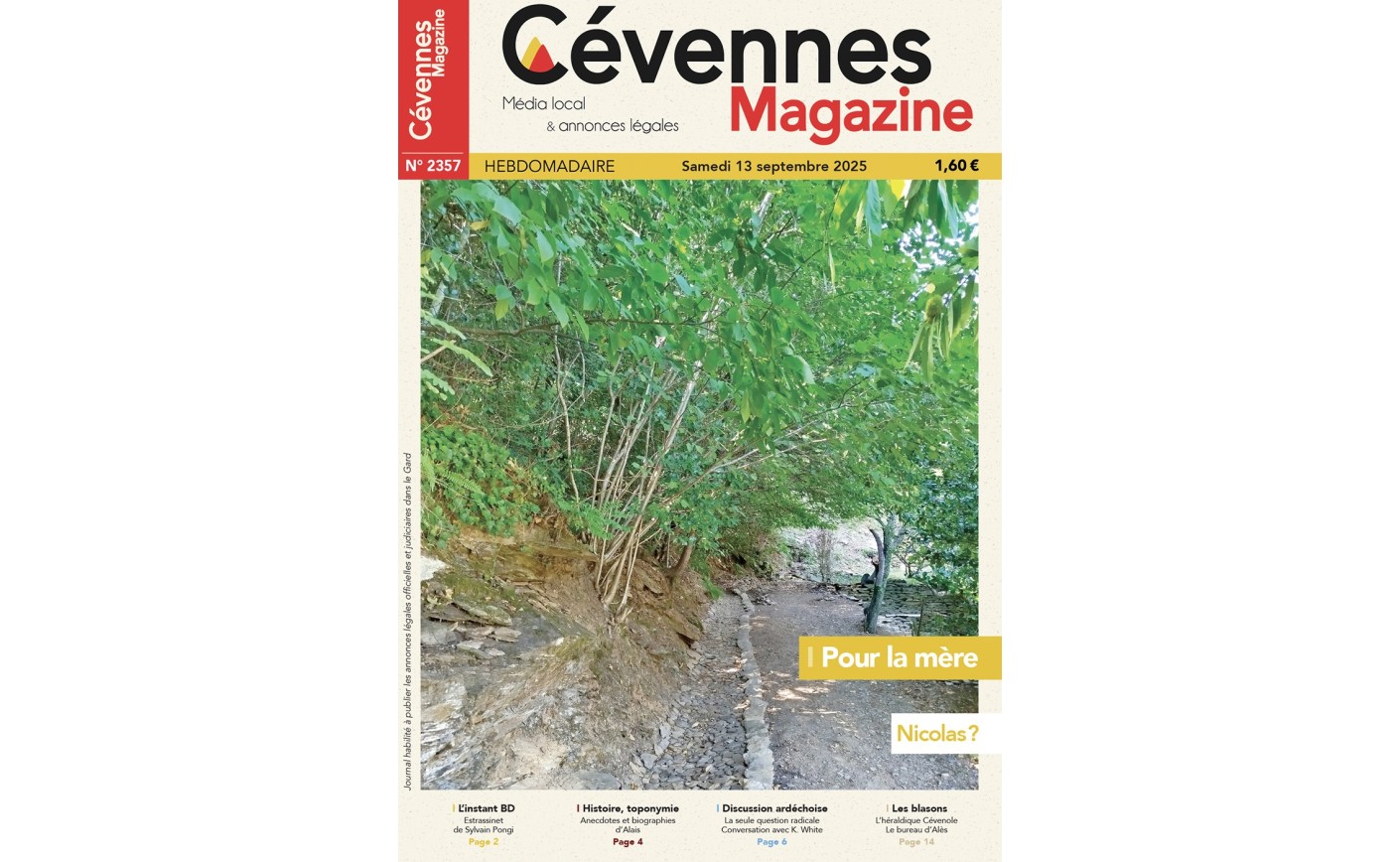 SOMMAIRE N° 2357 du samedi 13 septembre 2025