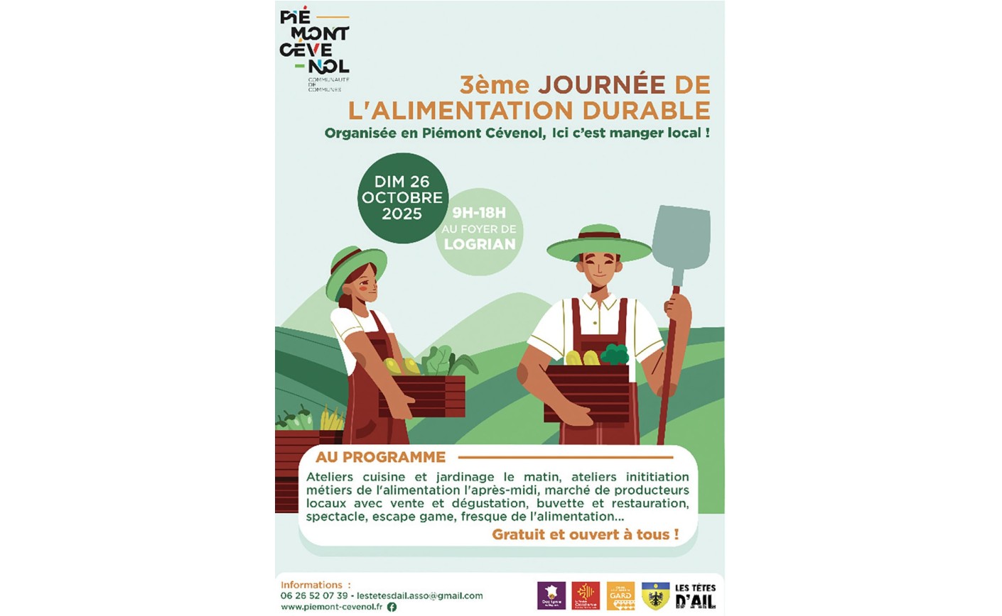 Bien manger, bien vivre, bien transmettre La 3ème Journée de l’Alimentation Durable revient à Logrian !